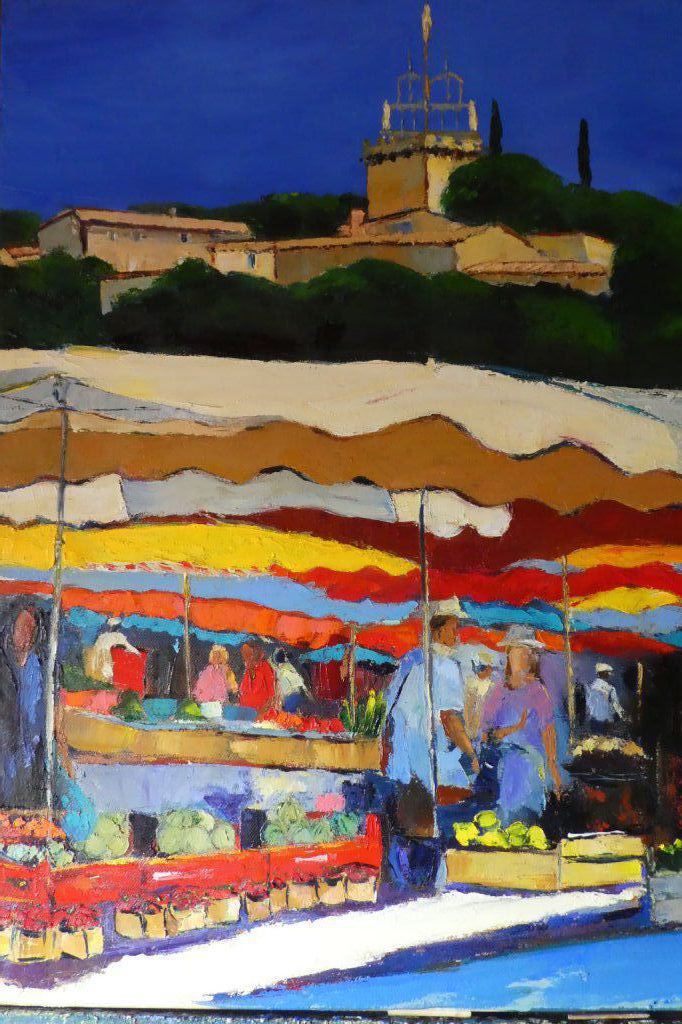 Jour de marché à Nyons, huile sur toile