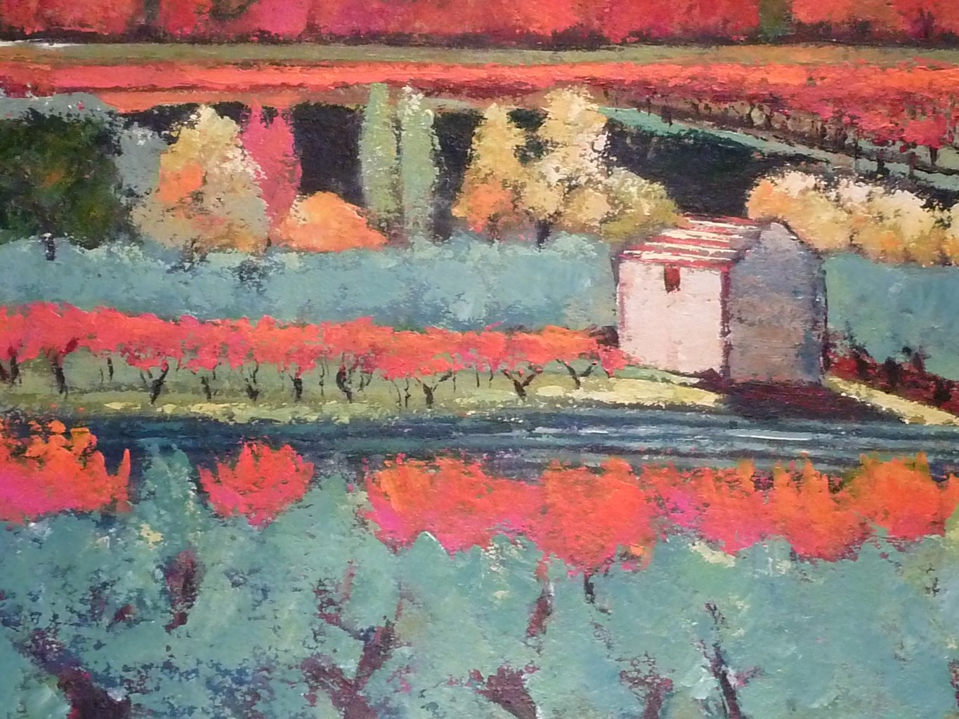 Automne au verger,35x 50 cm,acrylique sur carton